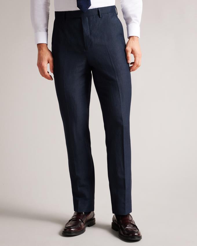 Pantalon Ted Baker Slim Fit Wool Linen Bleu Marine Homme | QKC-62335874